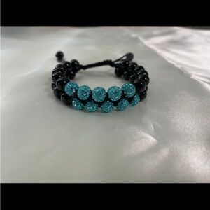 Chic Grey and Sky Blue Beaded Shambala Bracelet